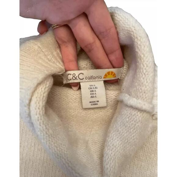 C&C California Colorblock Wool Blend Turtleneck Knit Sweater Size Large  D38 - Picture 3 of 5